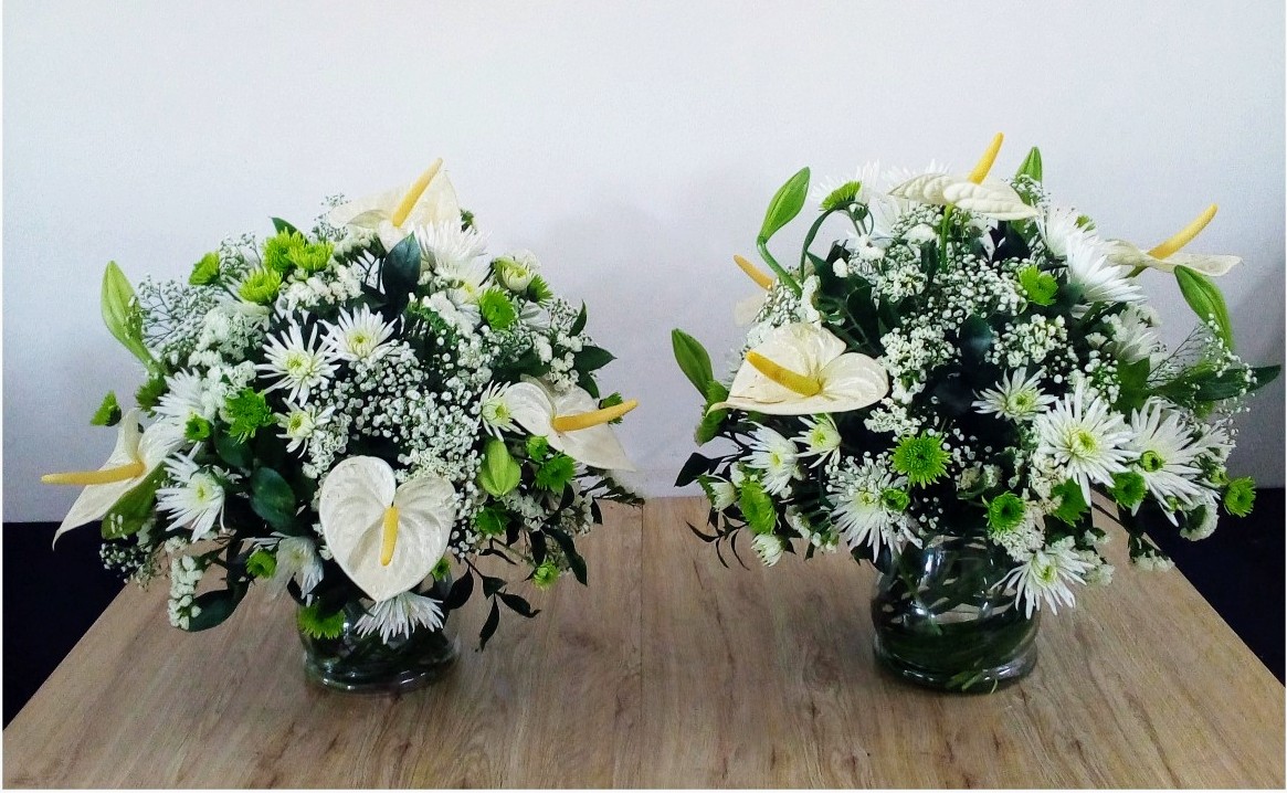 Vase Posey White & Green