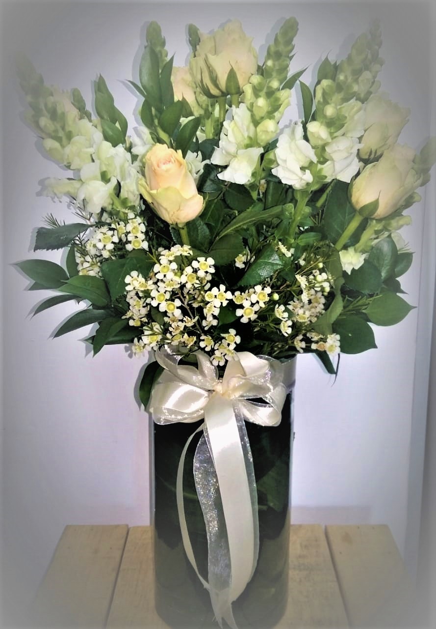 Cylinder Vase White & Peach