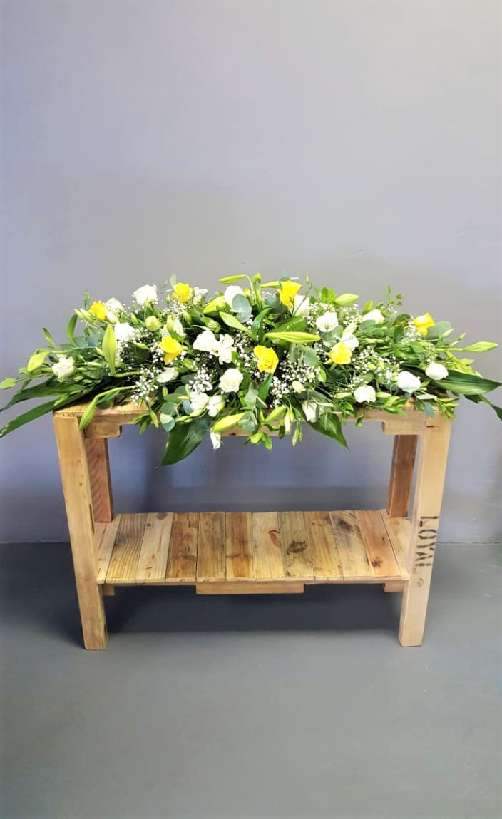 Arum Lillies Yellow Coffin Spray