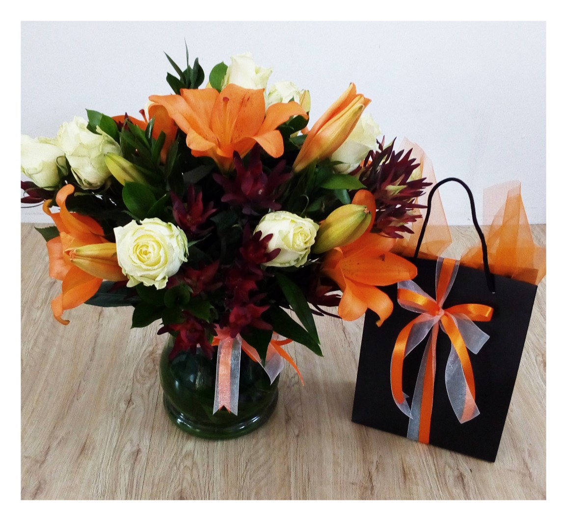 Orange Vase & Choc Gift Bag